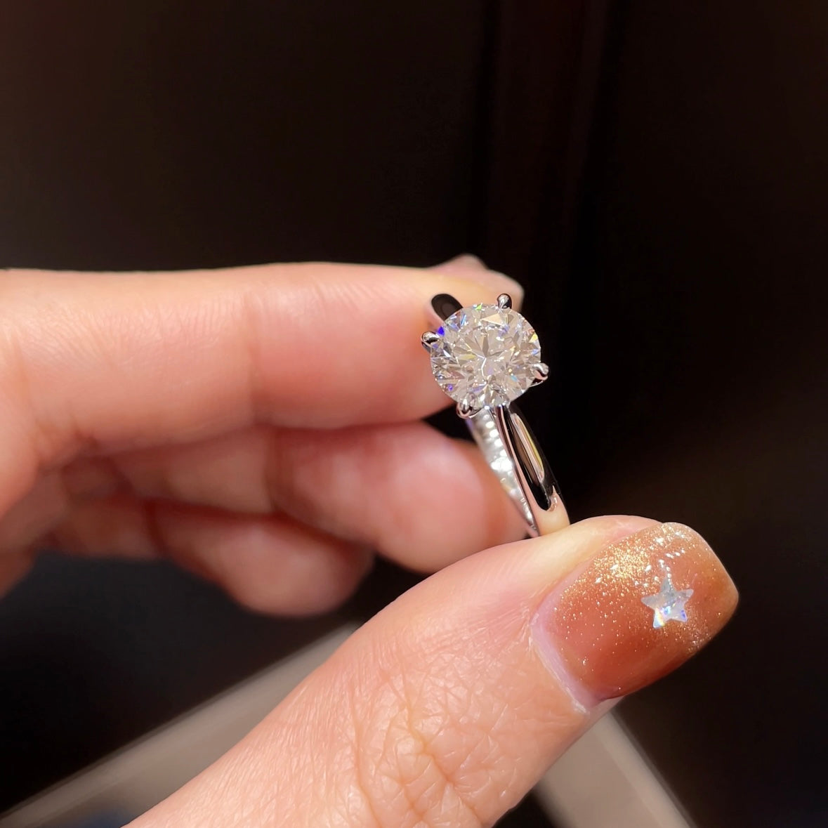18K White Gold 1.50 CT Lab-Grown Diamond Ring, IGI Certified, Four-Prong Setting