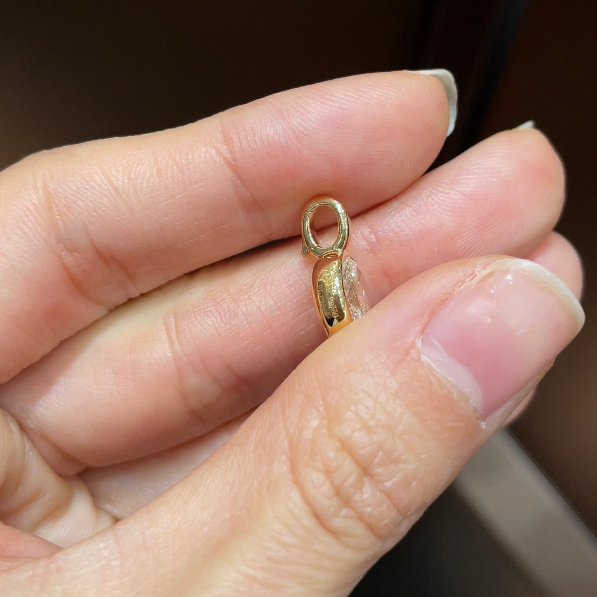 18K Yellow Gold 1.00 ct Oval Lab-Grown Diamond Universal Bail Small Gold Egg PendantI