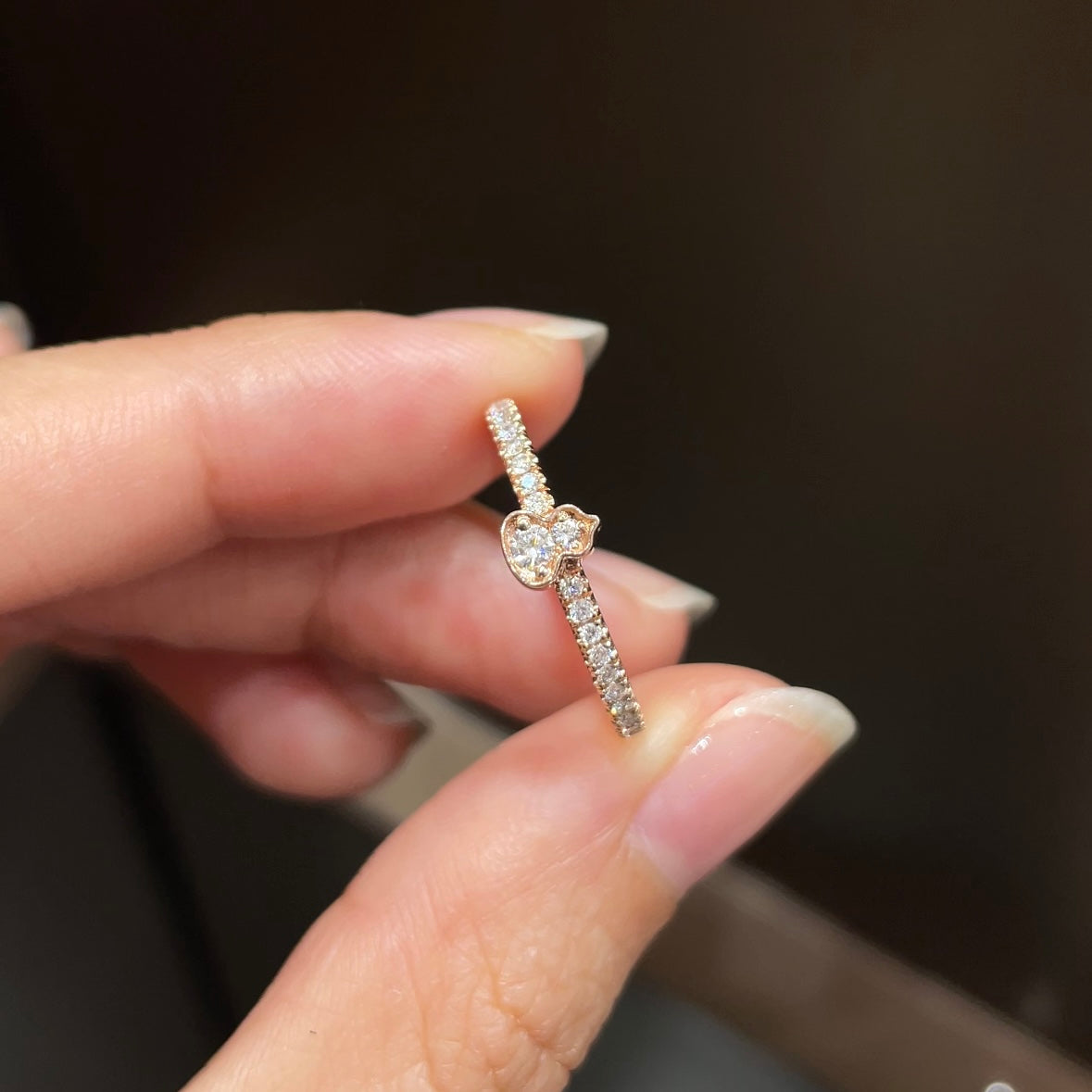 18K Rose Gold Gourd Diamond Ring