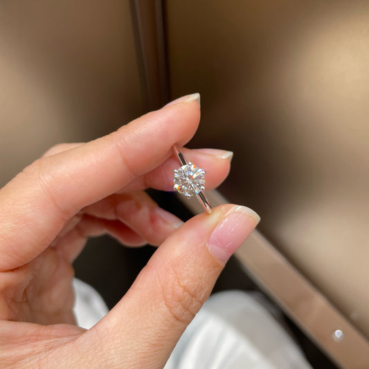18K White Gold 1.00ct Lab-Grown Diamond Six-Prong Ring