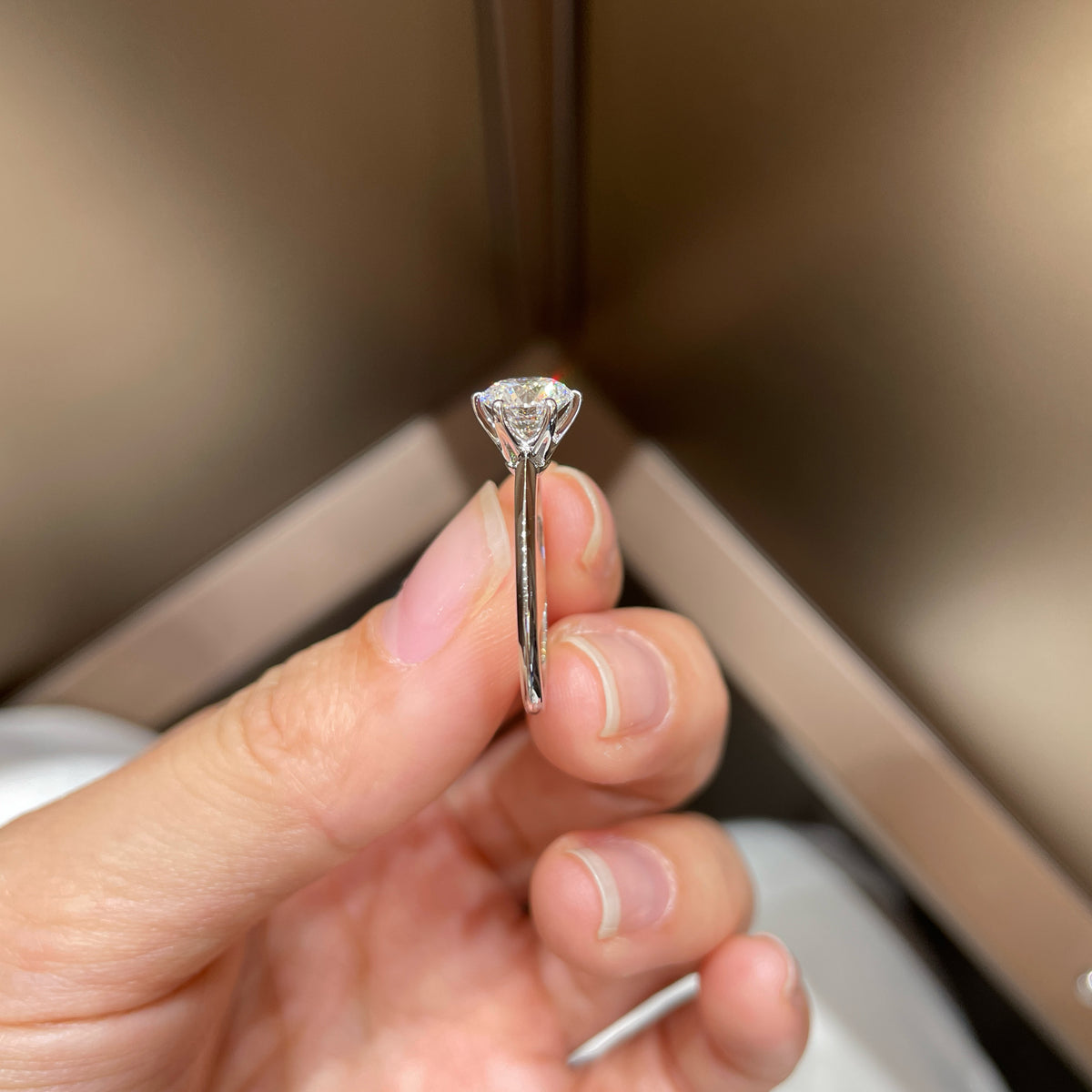18K White Gold 1.00ct Lab-Grown Diamond Six-Prong Ring
