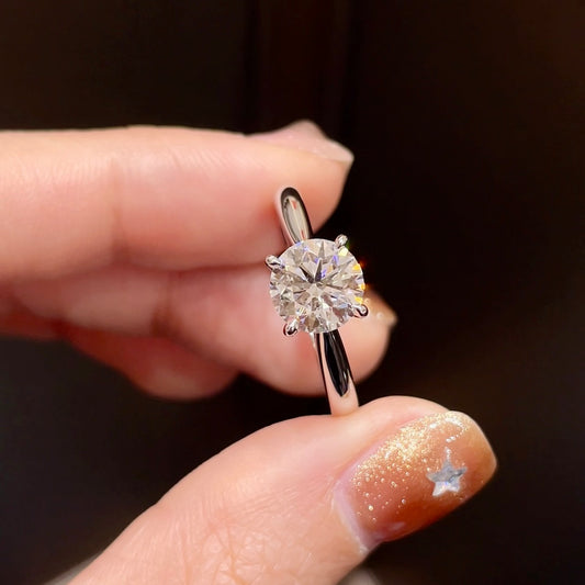 18K White Gold 1.50 CT Lab-Grown Diamond Ring, IGI Certified, Four-Prong Setting